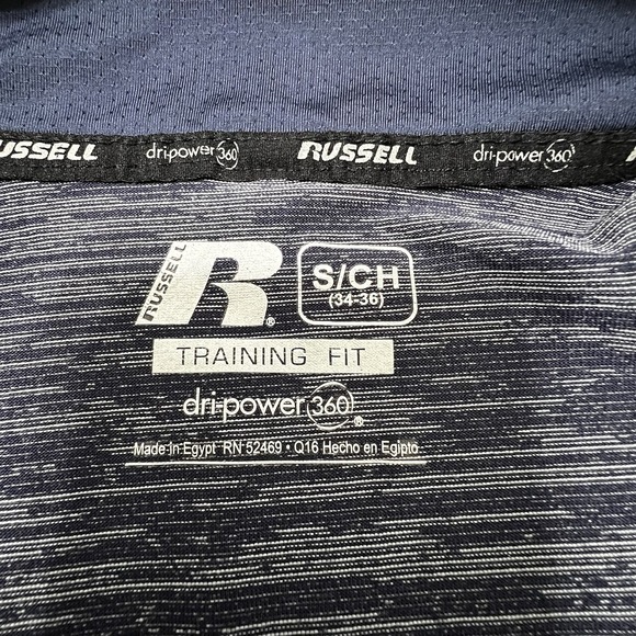 Russell Training Fit Blue Top Size Small Dri-Power Long Sleeve 1/4 Zip - Picture 10 of 15